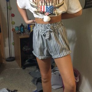 Never worn high waisted striped shorts